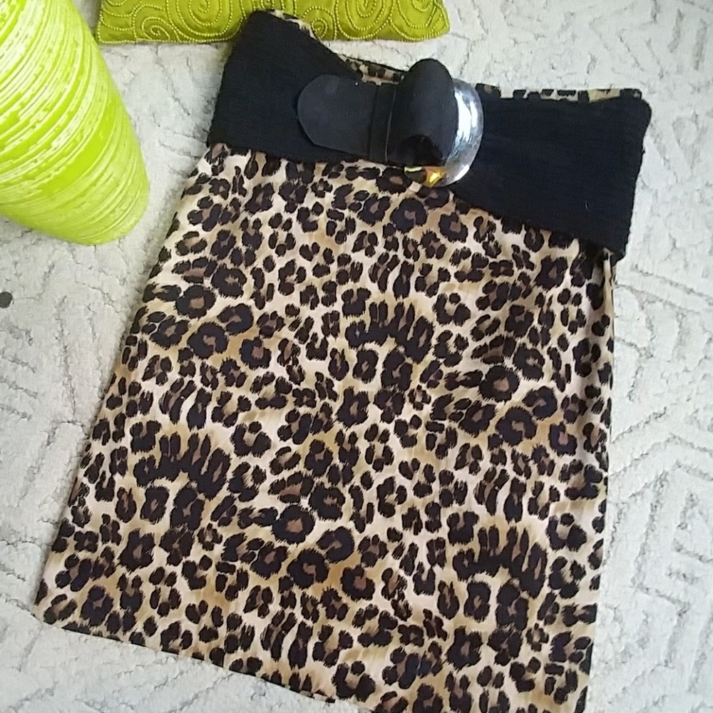 Plus Leopard Cheetah Animal Print Straight Skirt